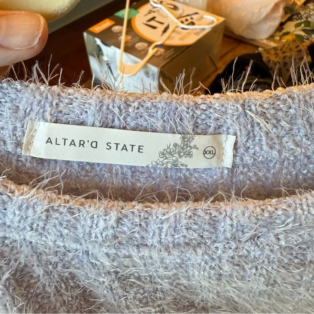 Altar'd State Soft Lilac Crew Neck Sweater - Picture 4 of 6